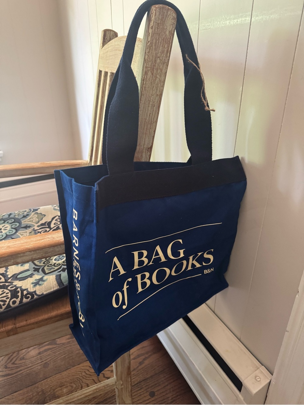 Barnes & Noble Navy and Cream 'A Bag of Books' Canvas Tote